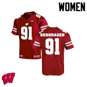Women's Wisconsin Badgers NCAA #91 Josh Bernhagen Red Authentic Under Armour Stitched College Football Jersey VD31F70KW